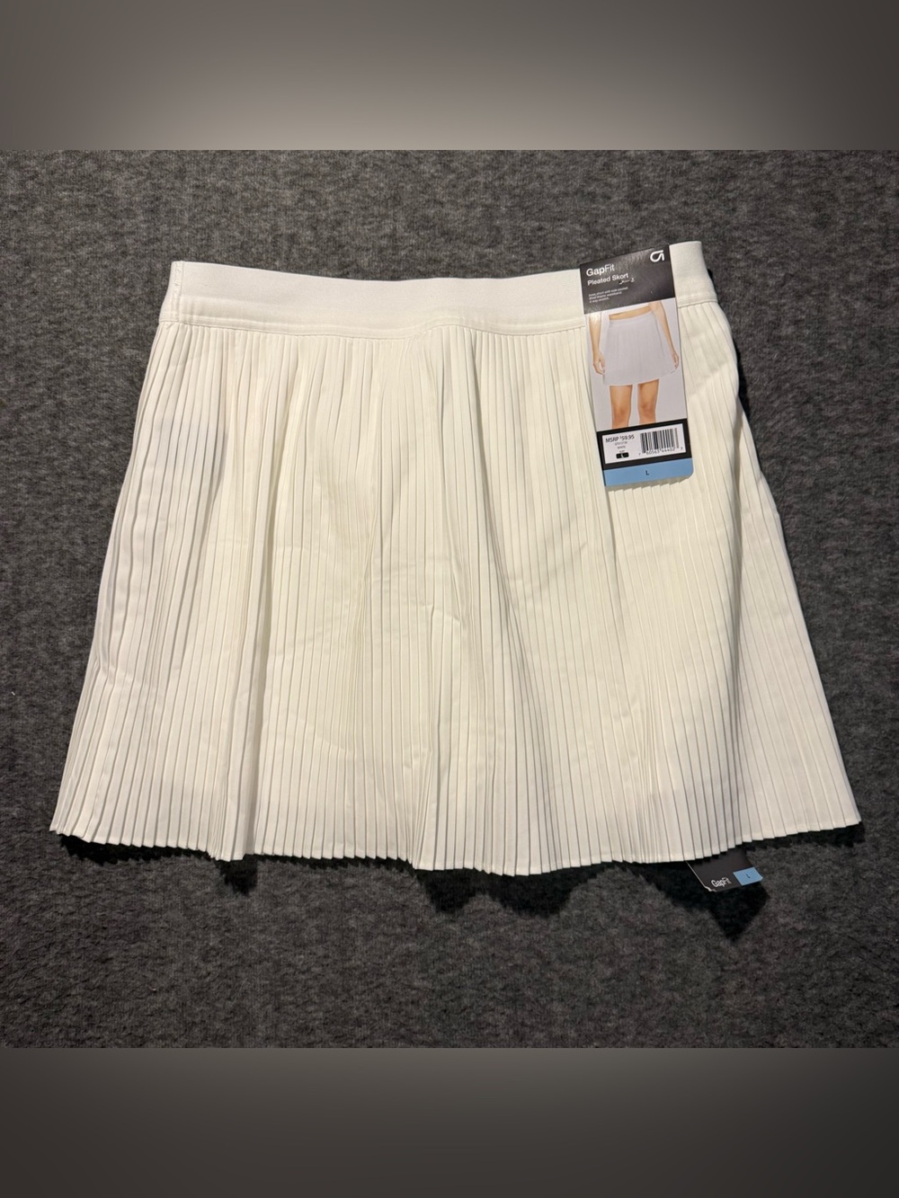 Gap Fit Pleated Skort Skirt Womens L White Inner Short w/ Pocket Tennis Active